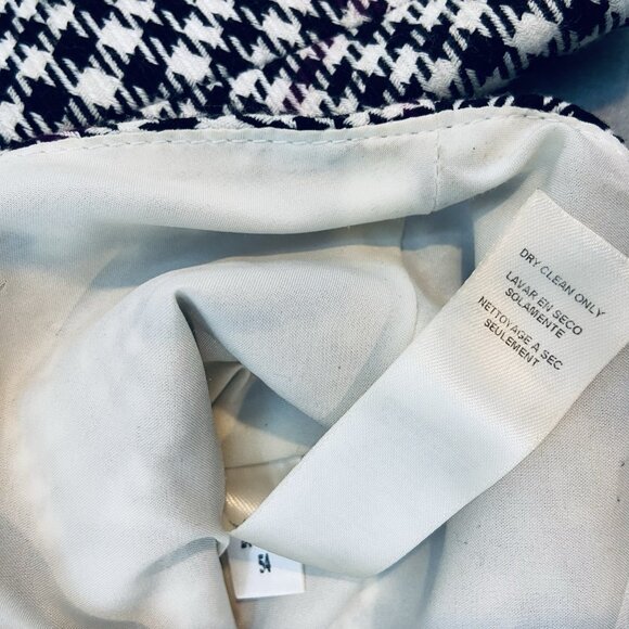 WHBM Black White Houndstooth Fitted Peplum Blazer SZ 6 Classic Feminine - Picture 12 of 12